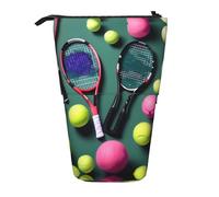 Bxzpzplj Astuccio telescopico nero con stampa di case infestate per articoli di cancelleria per la scuola e il trucco, Racchette da tennis divertenti e palline da tennis, Taglia unica