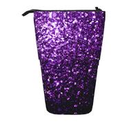Bxzpzplj Astuccio telescopico per cancelleria con stampa di fiori in vetro colorato per forniture scolastiche, stoccaggio trucco, Bellissimo glitter viola, Taglia unica