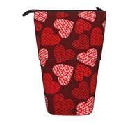 Bxzpzplj Astuccio telescopico per cancelleria con stampa di fiori in vetro colorato per forniture scolastiche, stoccaggio trucco, Cuori rossi., Taglia unica