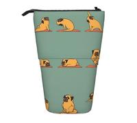 Bxzpzplj Astuccio telescopico per matite, cancelleria, per scuola, ragazzi, ragazzi e ragazzi, Yoga Pug, Taglia unica