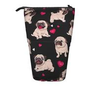 Bxzpzplj Carino Pug Stampa In Piedi Matita Caso per Cancelleria Ufficio Retrattile Matita, Carlino carino., Taglia unica
