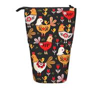 Bxzpzplj Carino Pug Stampa In Piedi Matita Caso per Cancelleria Ufficio Retrattile Matita, Polli carino del gallo, Taglia unica