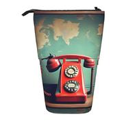 Bxzpzplj Fiore Colibrì Ricami Stampa In Piedi Matita Caso per Cancelleria Ufficio Retrattile Astuccio Matita Sacchetto di, Inghilterra Uk Retro Londra Telefono, Taglia unica