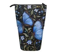 Bxzpzplj Hojas Tropicales Y Flores - Astuccio telescopico per matite, cancelleria, trucco, per adolescenti, materiale scolastico, Farfalle blu., Taglia unica