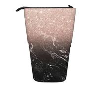 Bxzpzplj Introduzione di Varie Verdure Stampa Standing Pencil Case per ufficio Cancelleria Retrattile Matita Pouch Pencil Bag Lavoro, Marmo Colore Oro Rosa, Taglia unica