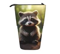 Bxzpzplj Torre Eiffel con ombrello rosso stampa astuccio in piedi per cancelleria ufficio astuccio retrattile matita sacchetto matita borsa lavoro, Cute Raccoon1, Taglia unica