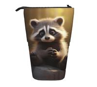 Bxzpzplj Torre Eiffel con ombrello rosso stampa astuccio in piedi per cancelleria ufficio astuccio retrattile matita sacchetto matita borsa lavoro, Cute Raccoon2, Taglia unica