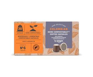 by Amazon Capsule di caffè compostabili a casa compatibili con Nespresso, 100% Arabica colombiano, 20 pezzi, Certificato Rainforest Alliance