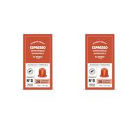 by Amazon Capsule in alluminio di caffè Espresso compatibili con Nespresso, tostatura chiara, 20 unità, Certificato Rainforest Alliance (Confezione da 2)