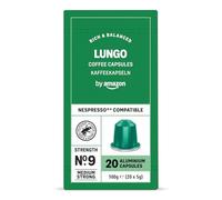 by Amazon Capsule in alluminio di caffè Lungo compatibili con Nespresso, tostatura media, 20 unità, Certificato Rainforest Alliance