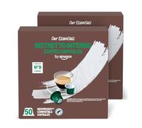 by Amazon Capsule in Plastica di Caffè Ristretto Intenso Compatibili con Nespresso, Tostatura scura, 100 pezzi (2 Confezioni da 50) - Certificato Rainforest Alliance