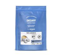 by Amazon Cialde di Caffè Decaffeinato 100% Arabica, Adatte per Macchine Senseo, Tostatura media, 36 Pezzi (1 Confezione da 36) - Certificato Rainforest Alliance