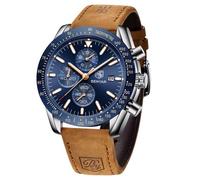 BY BENYAR Orologio da uomo analogico al quarzo, cronografo, impermeabile, luminoso, orologio da polso da uomo, per lavoro, sport, casual, con cinturino in silicone, elegante regalo per uomo, Marrone