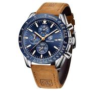 BY BENYAR Orologio da uomo analogico al quarzo, cronografo, impermeabile, per lavoro, casual, alla moda, classico, elegante, con calendario, cinturino in pelle/acciaio inox, idea regalo per uomo
