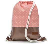 By Bers LEON Sacca da palestra con tasche interne con chiusura lampo, borsa da donna e da uomo, rame_pois rosa, flach 34cmx45cm +-1cm, Sacca da palestra