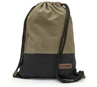 By Bers LEON Sacca da palestra con tasche interne con chiusura lampo, borsa da donna e da uomo, Tb_kaki_tessuto nero, 40cm hoch