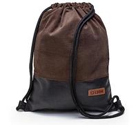 By Bers LEON Sacca da palestra con tasche interne con chiusura lampo, borsa da donna e da uomo, Tb_nero cordo-marrone scuro, 40cm hoch