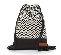 By Bers LEON Sacca da palestra con tasche interne con chiusura lampo, borsa da donna e da uomo, Zigzag_nero, 40cm hoch, Sacca da palestra