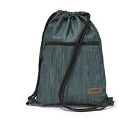 By Bers LEON Sacca da palestra, grande tasca esterna con cerniera, tasche interne, zaino da donna e da uomo, in pelle vegana, Zip verde denim, taglia unica, Sacca da palestra