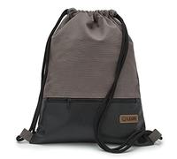 By Bers LEON Sacca da palestra, grande tasca esterna con cerniera, tasche interne, zaino da donna e da uomo, in pelle vegana, Grigio_nero_PU, taglia unica, Sacca da palestra