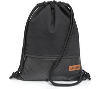 By Bers LEON Sacca da palestra, grande tasca esterna con cerniera, tasche interne, zaino da donna e da uomo, in pelle vegana, nero_nero_braidpu, Taglia unica