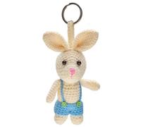 By Bers Rana Mucca Orsetto all'uncinetto ciondolo portachiavi borsa ciondolo uncinetto lana animale divertente, Coniglio all'uncinetto blu, 5cm bis 16cm
