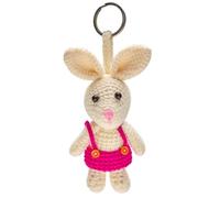 By Bers Rana Mucca Orsetto all'uncinetto ciondolo portachiavi borsa ciondolo uncinetto lana animale divertente, Coniglio all'uncinetto rosa, 5cm bis 16cm