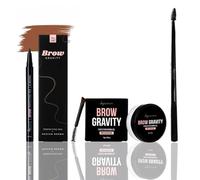 By Caitlyn Brow Gravity Perfecting Pen Bundle - Balsamo per lo styling, bobina a doppia punta e penna per sopracciglia di precisione, lunga durata, soffici e definite (marrone medio)