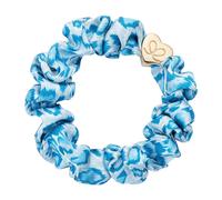 By Eloise London Gold Heart Silk Scrunchie colore Blue Leopard