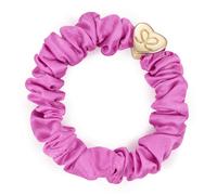 By Eloise London Gold Heart Silk Scrunchie colore Bubblegum Pink