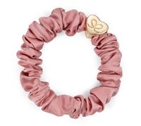 By Eloise London Gold Heart Silk Scrunchie colore Champagne Pink
