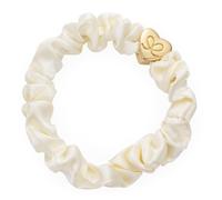 By Eloise London Gold Heart Silk Scrunchie colore Cream