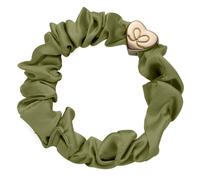 By Eloise London Gold Heart Silk Scrunchie colore Olive Green