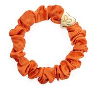 By Eloise London Gold Heart Silk Scrunchie colore Orange Peel