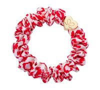 By Eloise London Gold Heart Silk Scrunchie colore Red Leopard