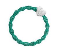 By Eloise London Metallic Silver Heart Biscay Green elastico per capelli