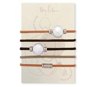 By Lilla Brownie - Set di 5 mini elastici per capelli e bracciali, accessori per capelli da donna, non si piegano e braccialetti da donna (marrone/nettarina/stella marina)