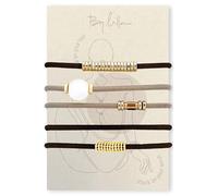By Lilla Downtown Mini Stack - Set di 5 elastici per capelli e bracciali, accessori per capelli da donna, non si piegano e braccialetti da donna (nero/oro/nudo/marrone)