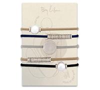 By Lilla Elastici per capelli da donna, non si strappano, accessori per capelli sottili e spessi, confezione da 5 (marmo, blu navy/perla)