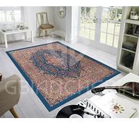 By Suardi Tappeto Orientale KIRMAN AZZURRO Antiscivolo Stampa Digitale Linea Emozioni D'Oriente Ideale per Soggiorno Camera (110x154)