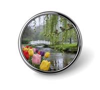By The Willows in The Spring Rain Button Pin Round Metal Lapel Pins Distintivi Classica Carina Spilla Spilla Personalizzata Pinback Button Distintivi Novità Divertente Smalto Spille per Zaini Giacche