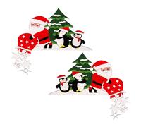 By Topper, 2 pezzi in legno Natale con decorazione d'angolo, pinguino Babbo Natale ogni ornamento per la casa festa bagno all'aperto ingresso matrimonio scuola vacanze