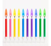 by Tugba Aydan Colorflame Candele di compleanno - 12 candele multicolore a fiamma per torta con supporti, non profumate e atossiche, decorazione colorata per feste, sicure per i bambini
