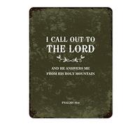 by Unbranded Targa decorativa in metallo con scritta "I Call Out to The Lord, and He Answers Me from His Holy Mountain", targa vintage in latta con citazione, decorazione rustica da parete, 30,5 x