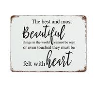 by Unbranded Targa decorativa in metallo con scritta in lingua inglese "The Best and Most Beautiful Things in The World Cannot Be Seen Or Even Touched", stile rustico, decorazione da parete, 30,5 x