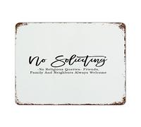 by Unbranded Targa decorativa in metallo con scritta "No Soliciting-No Religious Queries- Friends, Family and Neighbors Always Welcome" (lingua italiana non garantita), decorazione rustica per la casa