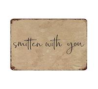 by Unbranded Targa decorativa in metallo con scritta "Smitten with You", targa vintage in latta con citazione, decorazione rustica per la casa, 20 x 30 cm