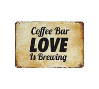 by Unbranded Targa in metallo con scritta "Coffee Bar Love is Brewing", con scritta in lingua inglese "Love is Brewing", in alluminio, per interni ed esterni, decorazione per la casa, poster da