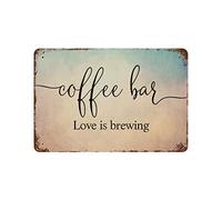 by Unbranded Targa in metallo con scritta "Coffee Bar Love is Brewing", divertente, vintage, in alluminio, per soggiorno, camera da letto, decorazione per la casa, poster da 20,3 x 30,5 cm, regalo di