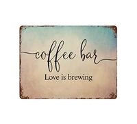 by Unbranded Targa in metallo con scritta "Coffee Bar Love is Brewing", divertente, vintage, in alluminio, per soggiorno, camera da letto, decorazione per la casa, poster da 30,5 x 40,6 cm, regalo di